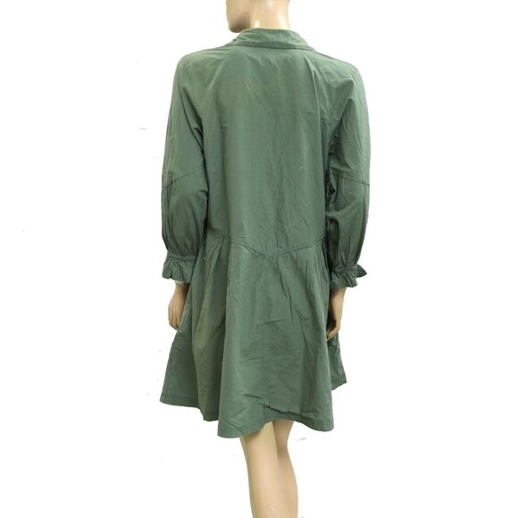 Free People Hannah Poplin Mini Dress Balloon Sleeve Ruffle Buttondown M 280083 - Picture 6 of 9